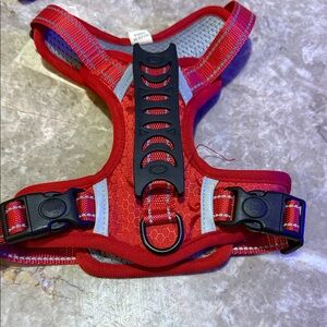 Comfortable Red Dog Harness with Black Trim